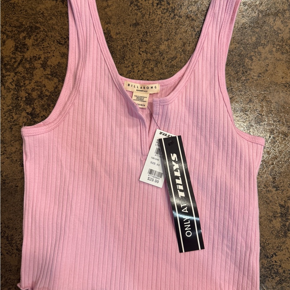 Billabong Light Pink Ribbed Tank Top